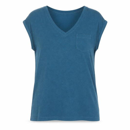 Womens UK Size 8 FatFace Blue Polyester Blend T-Shirt