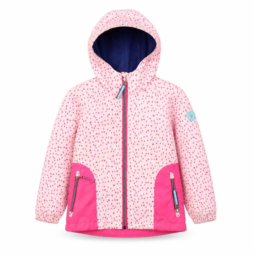 Front view of Killtec girls’ pink spotted jacket, 9 years, breathable & stylish
