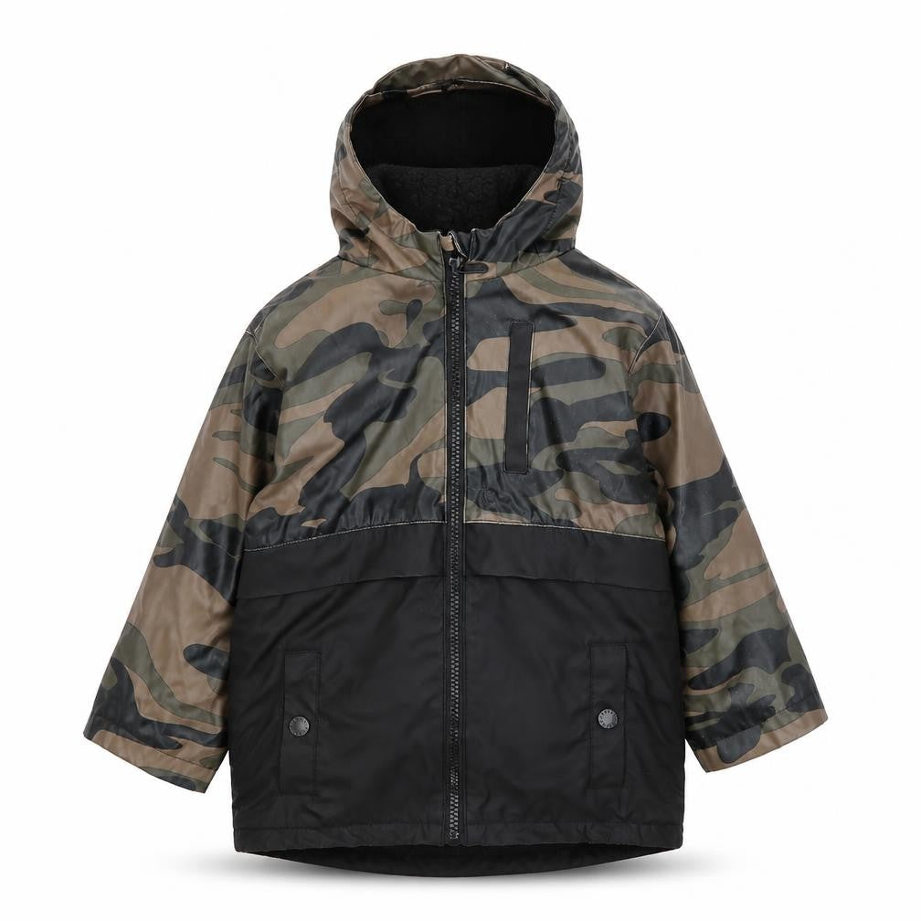 Front view of Firetrap boys’ camouflage rain coat 2-3 years