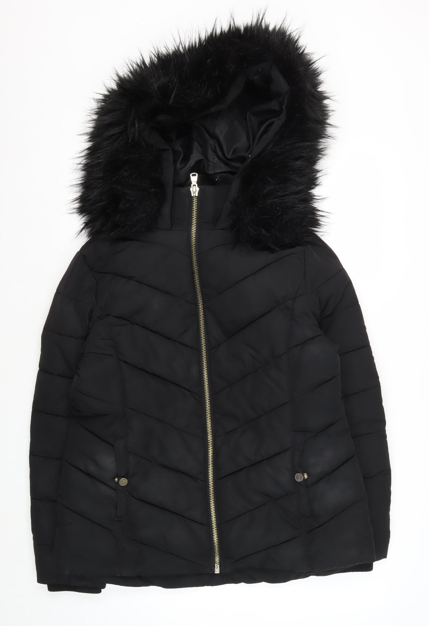 Miss Selfridge Women's Black Puffer Coat Size 12