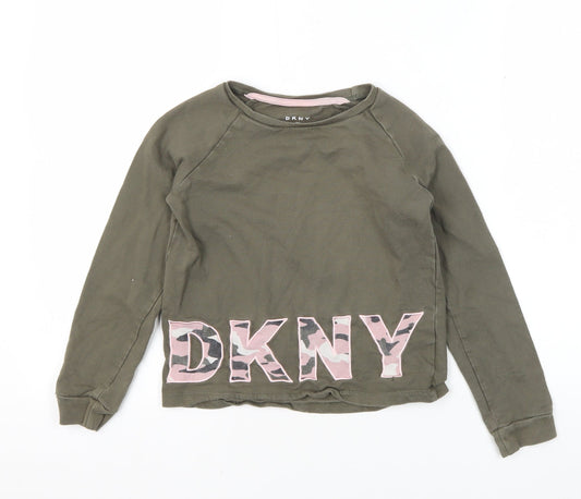 DKNY Girls Green Long Sleeve T-Shirt - Size 10 Years