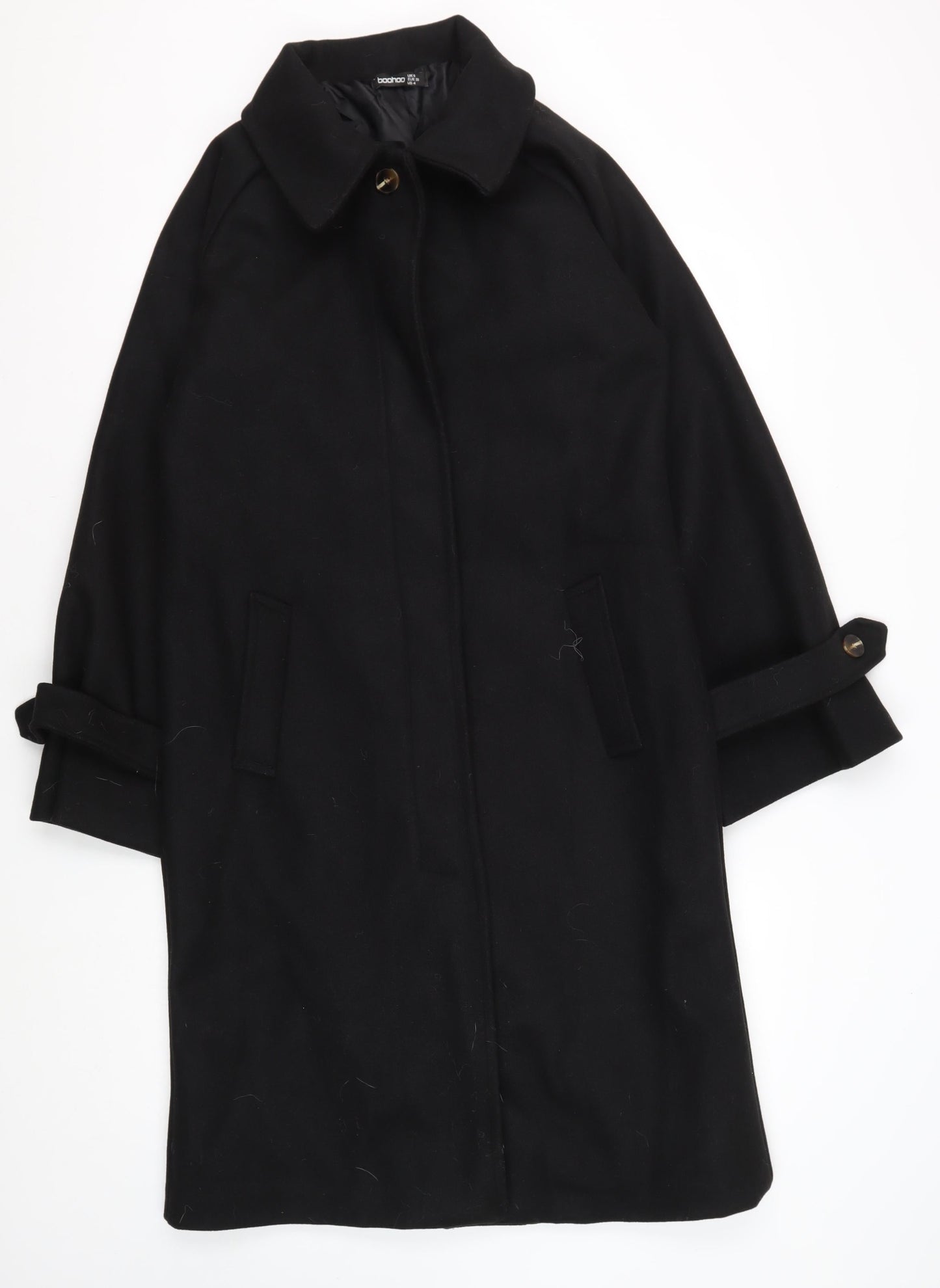 Boohoo Women's Black Cape Coat in Size 8