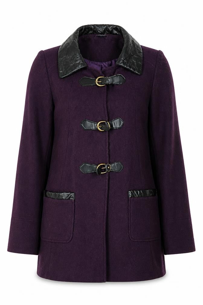 Miss Selfridge Women's Purple Buckle Coat Size 6