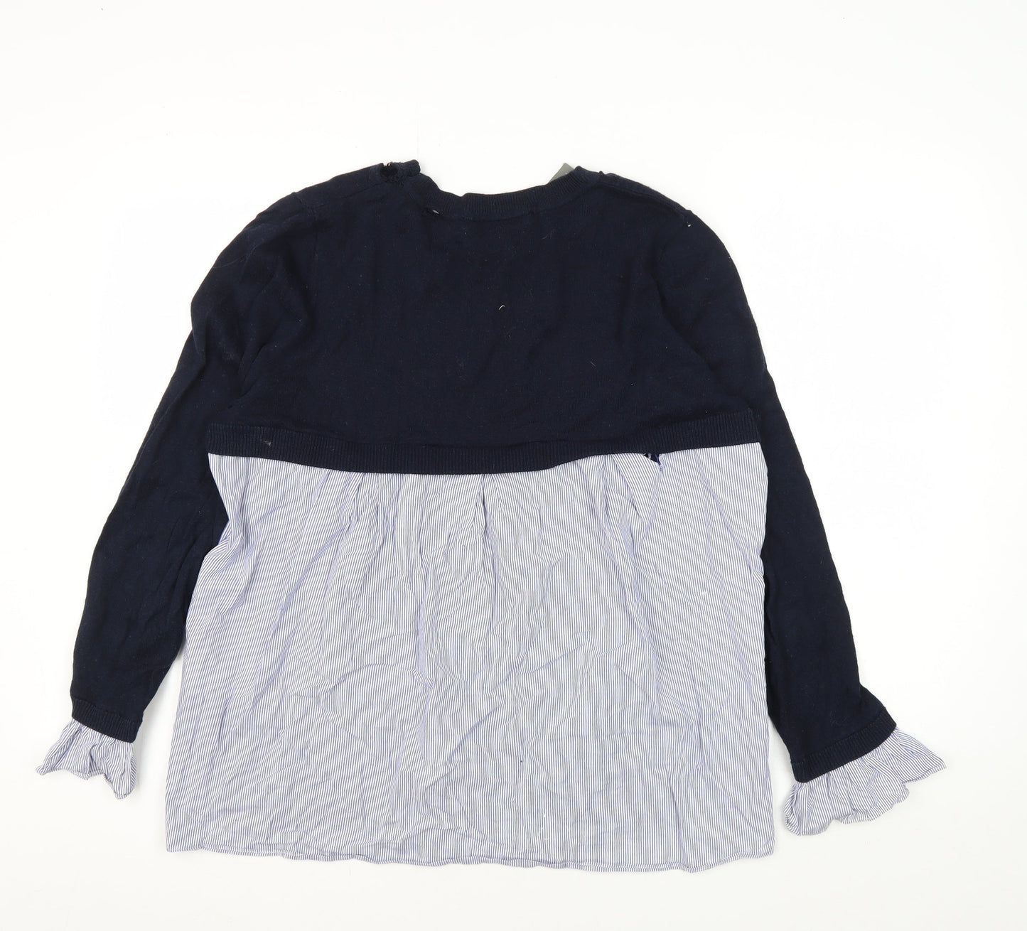 Oasis Women's Blue Crew Neck Striped Jumper - Size L