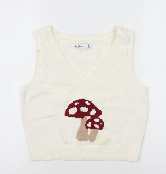 Hollister Women's White Vest Jumper S Casual