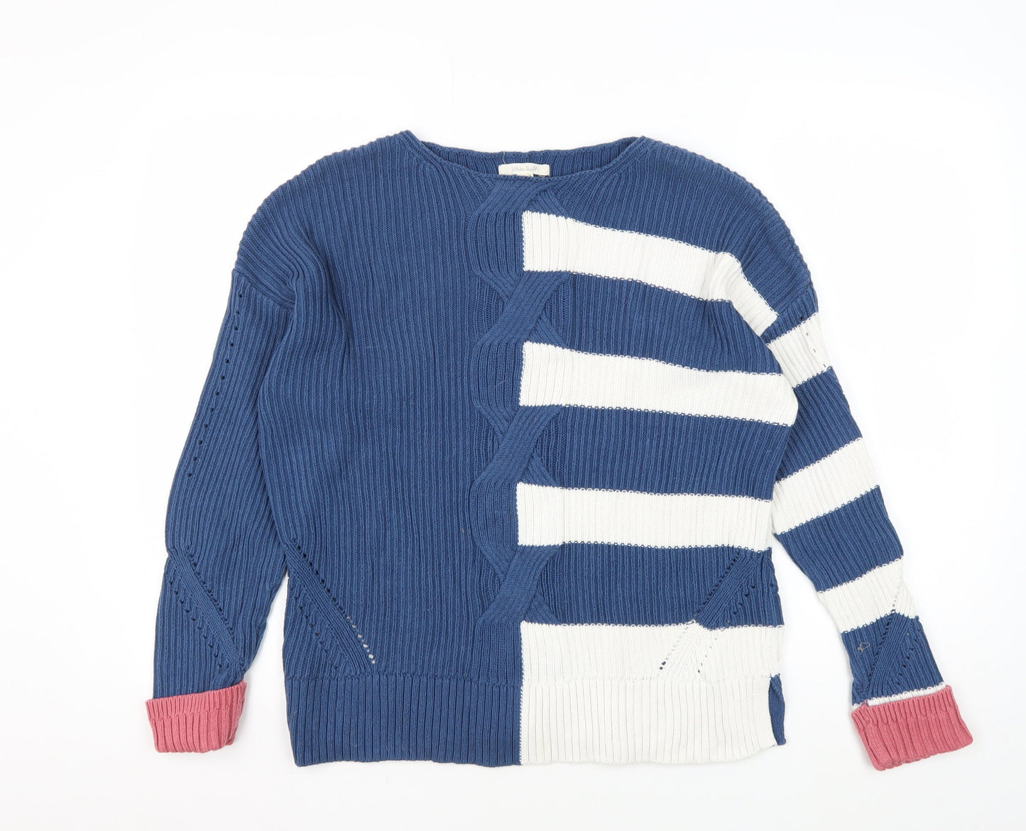 White Stuff Women's Blue Striped Pullover Jumper Size 12