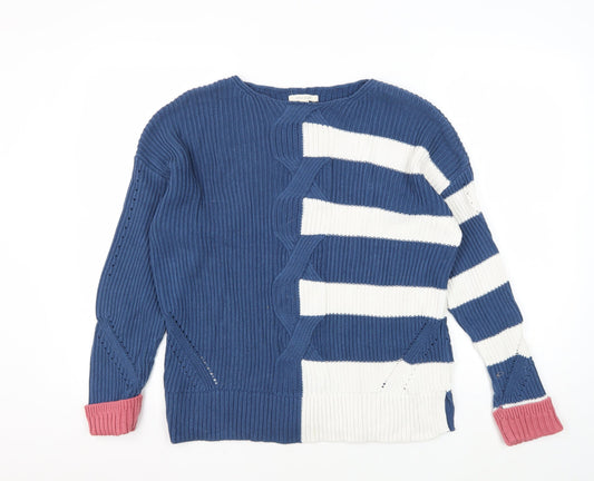 White Stuff Women's Blue Striped Pullover Jumper Size 12