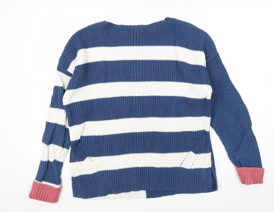 White Stuff Women's Blue Striped Pullover Jumper Size 12