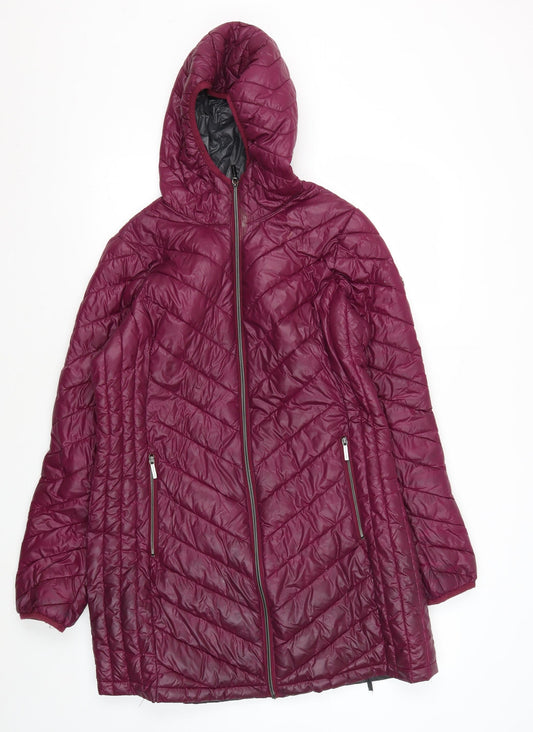 Michael Kors Women's Purple Hooded Puffer Jacket M