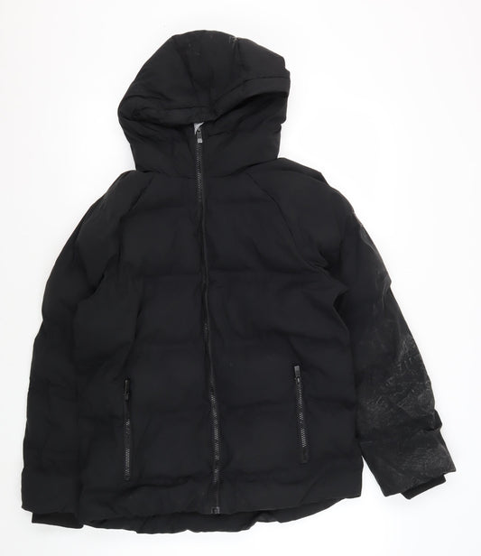 Next Boys Black Puffer Jacket 12 Years Hooded Zip Winter