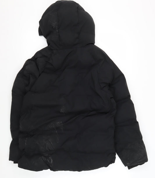 Next Boys Black Puffer Jacket 12 Years Hooded Zip Winter