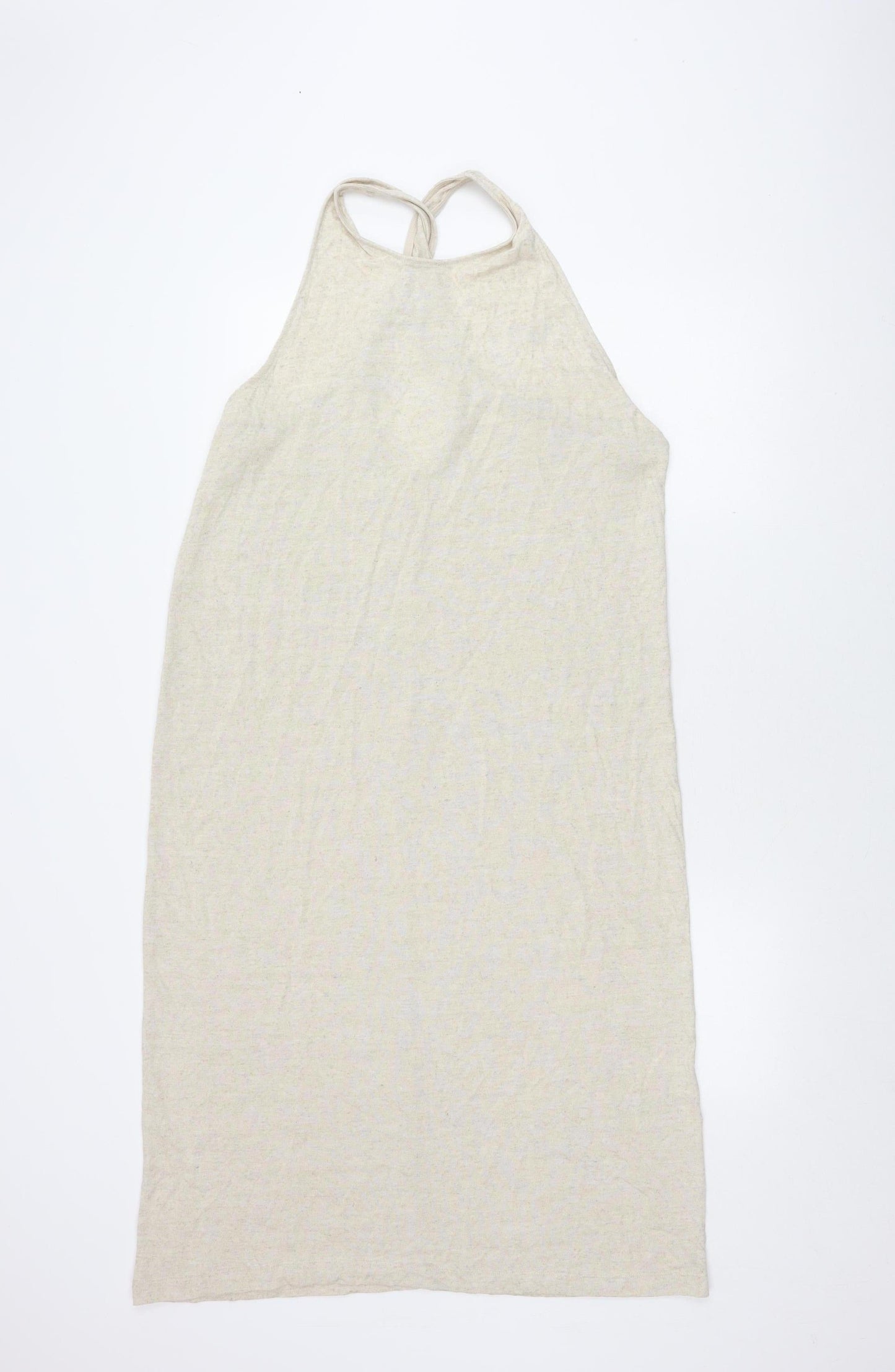 H&M Women's Beige Halter Slip Dress, Size 14