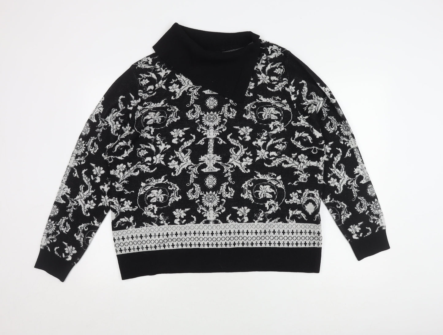 Roman Women's Black Pullover Jumper, Size 20, Geometric