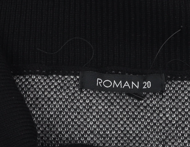Roman Women's Black Pullover Jumper, Size 20, Geometric