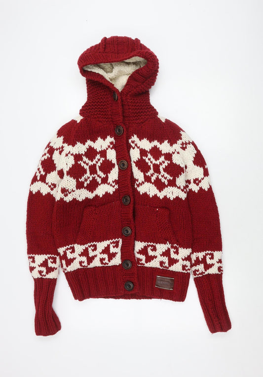 Superdry Women's Red Fair Isle Cardigan M