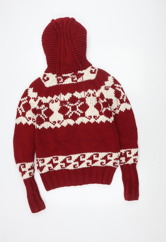 Superdry Women's Red Fair Isle Cardigan M