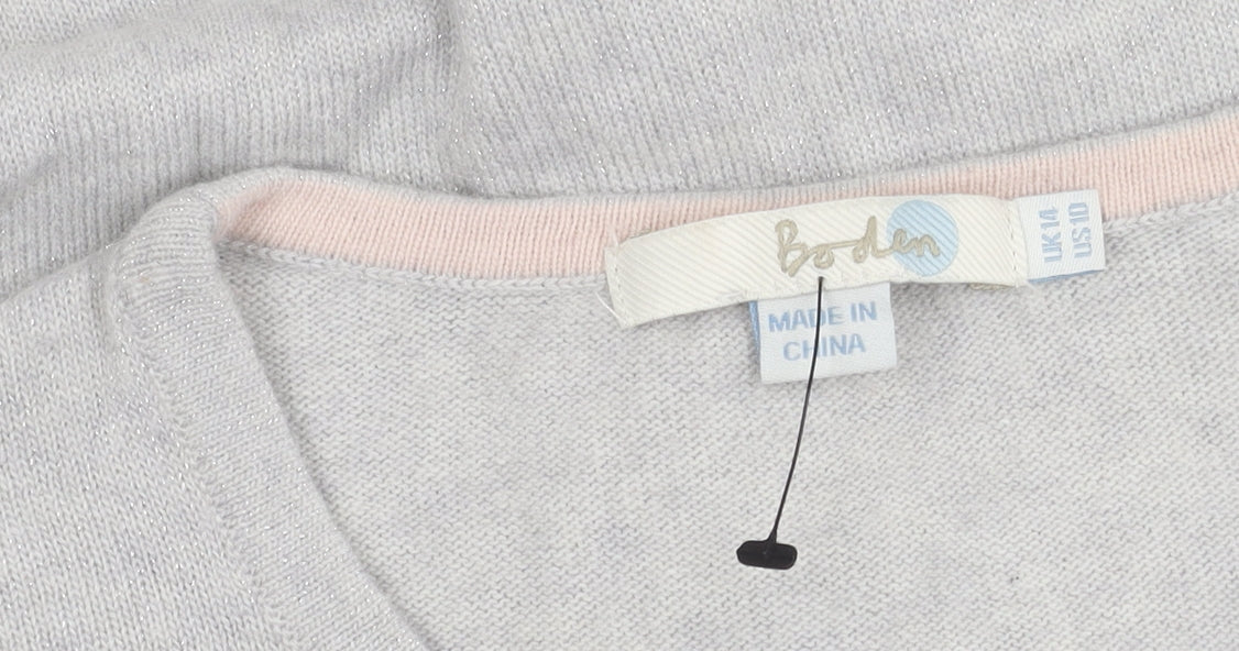 Boden Women's Silver Cardigan, Size 10, Round Neck