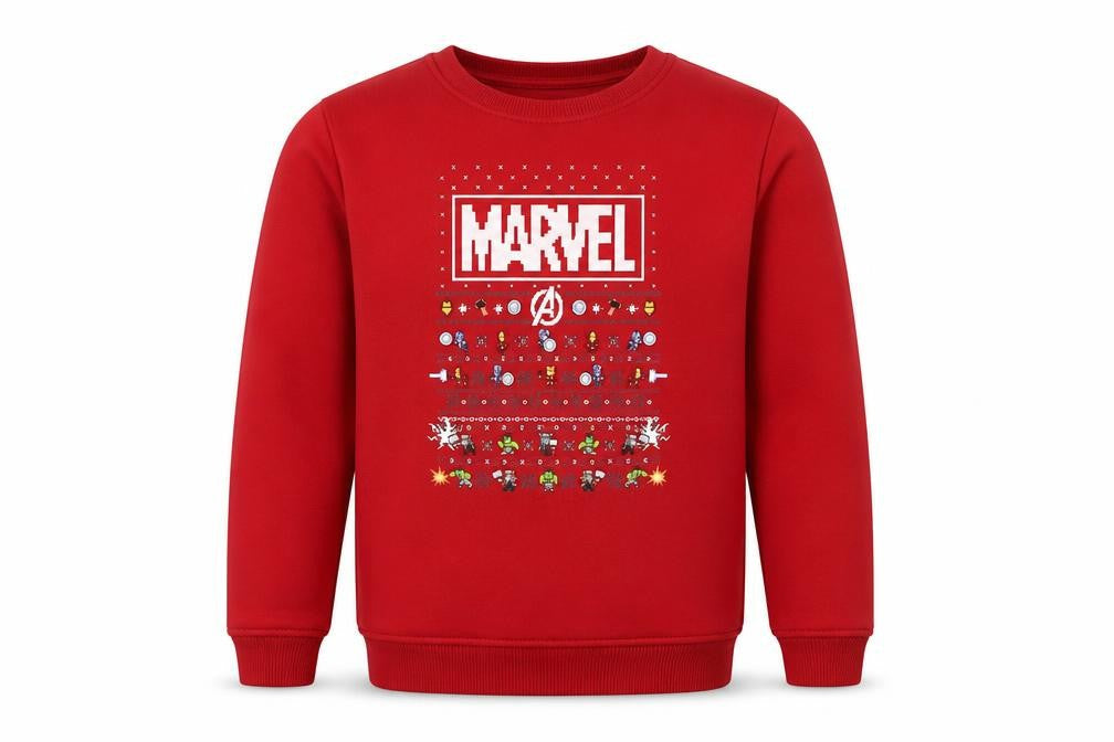 Front view of Marvel boys’ red avengers graphic sweatshirt 11-12 years