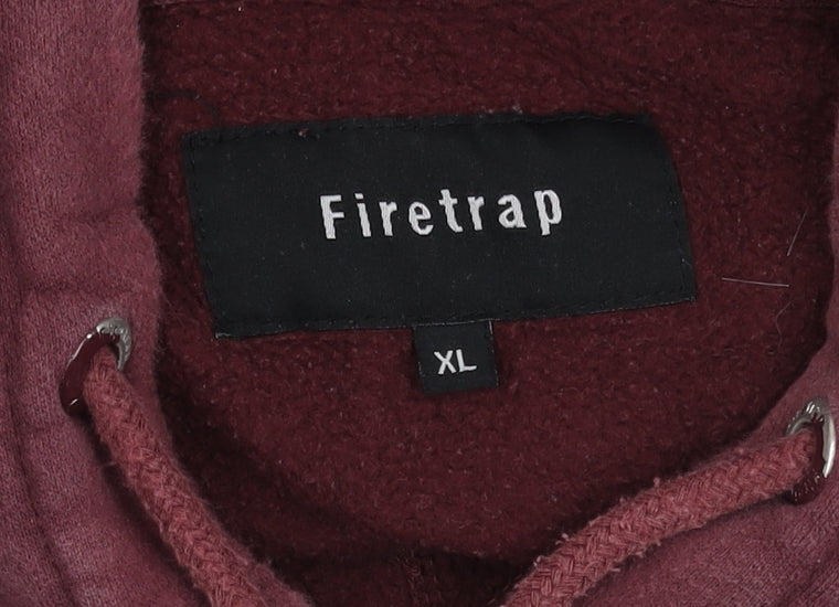 Firetrap Men's XL Red Pullover Hoodie with Graphic Print