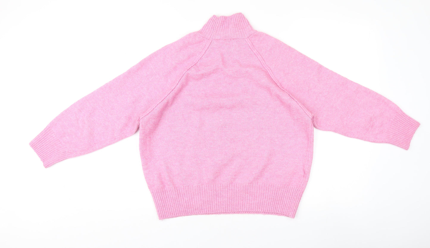 MNG Pink High Neck Wool Jumper, Women's XS