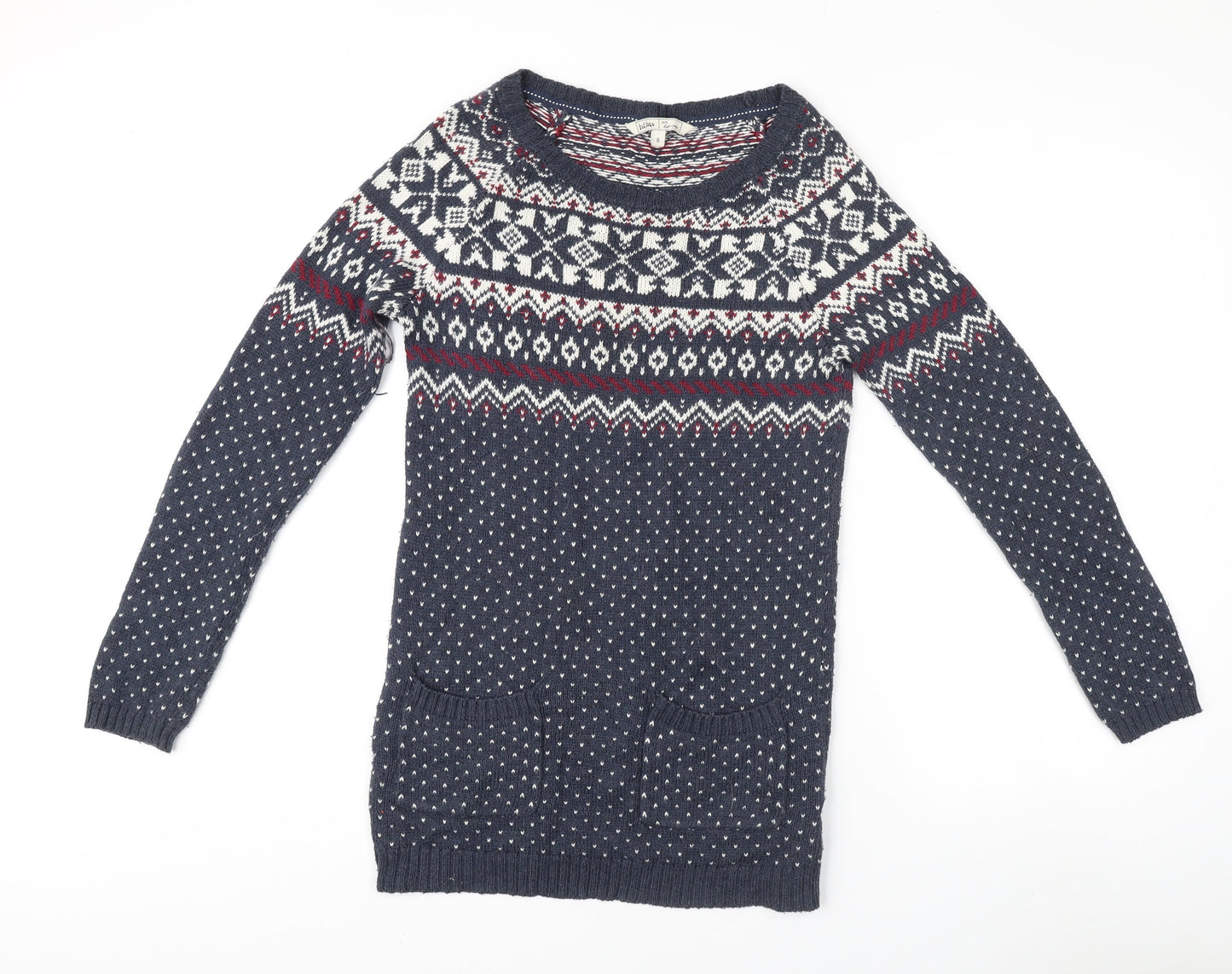 Fat Face Women's Blue Fair Isle Knit Jumper Size 8