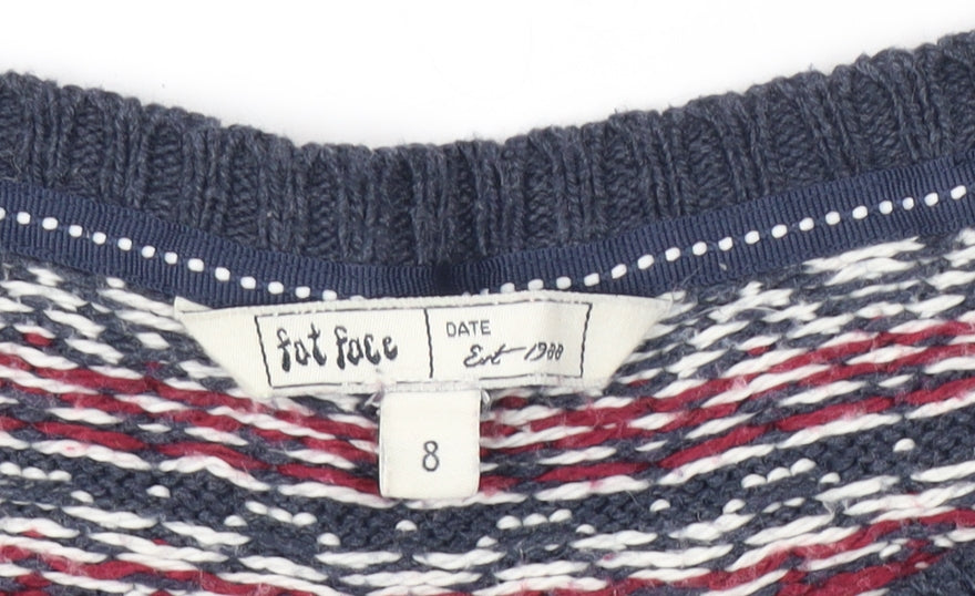 Fat Face Women's Blue Fair Isle Knit Jumper Size 8