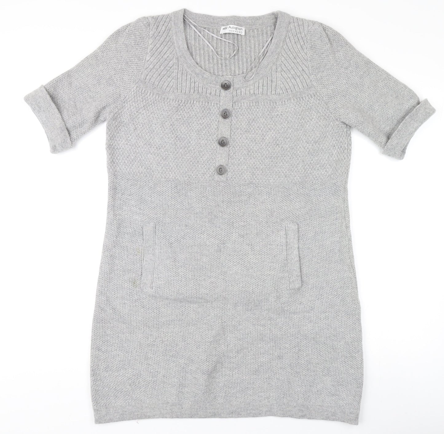 Marks and Spencer Women's Grey Henley Jumper Size 14