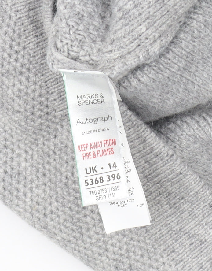 Marks and Spencer Women's Grey Henley Jumper Size 14