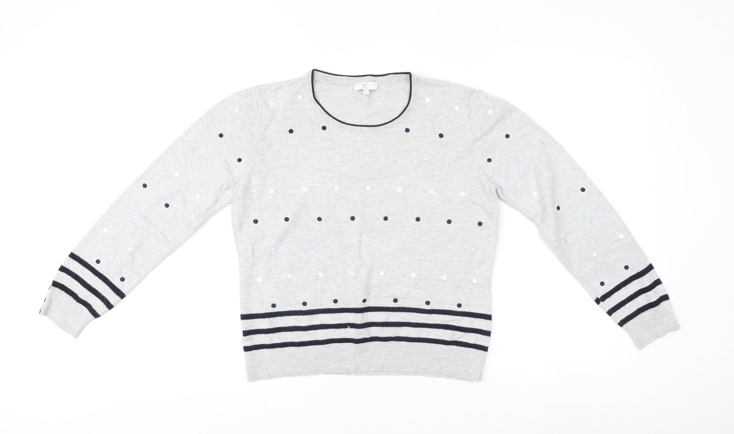 Women's Grey Polka Dot Pullover Jumper M