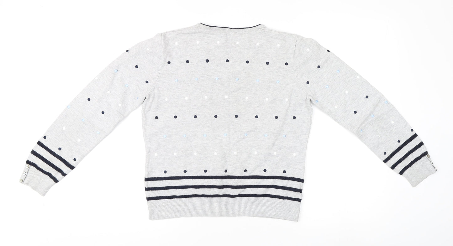 Women's Grey Polka Dot Pullover Jumper M