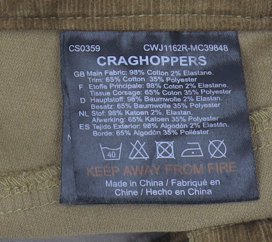 Craghoppers Women's Brown Corduroy Trousers Size 8