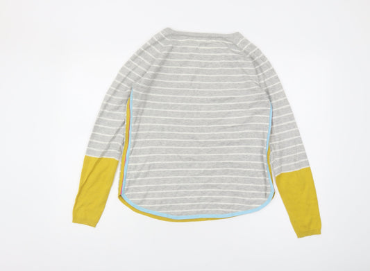 White Stuff Women's Grey Striped Pullover Jumper Size 10