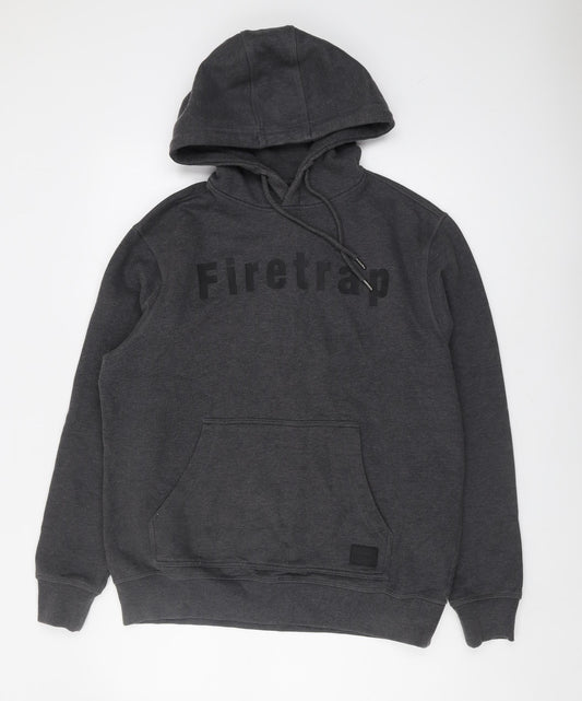 Firetrap Men's Black Hoodie L Pullover Logo