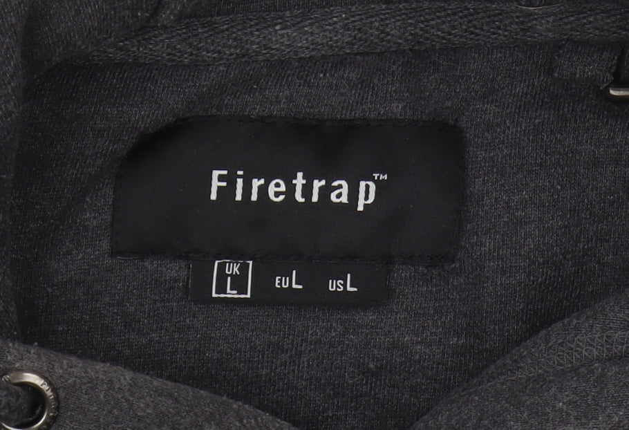 Firetrap Men's Black Hoodie L Pullover Logo