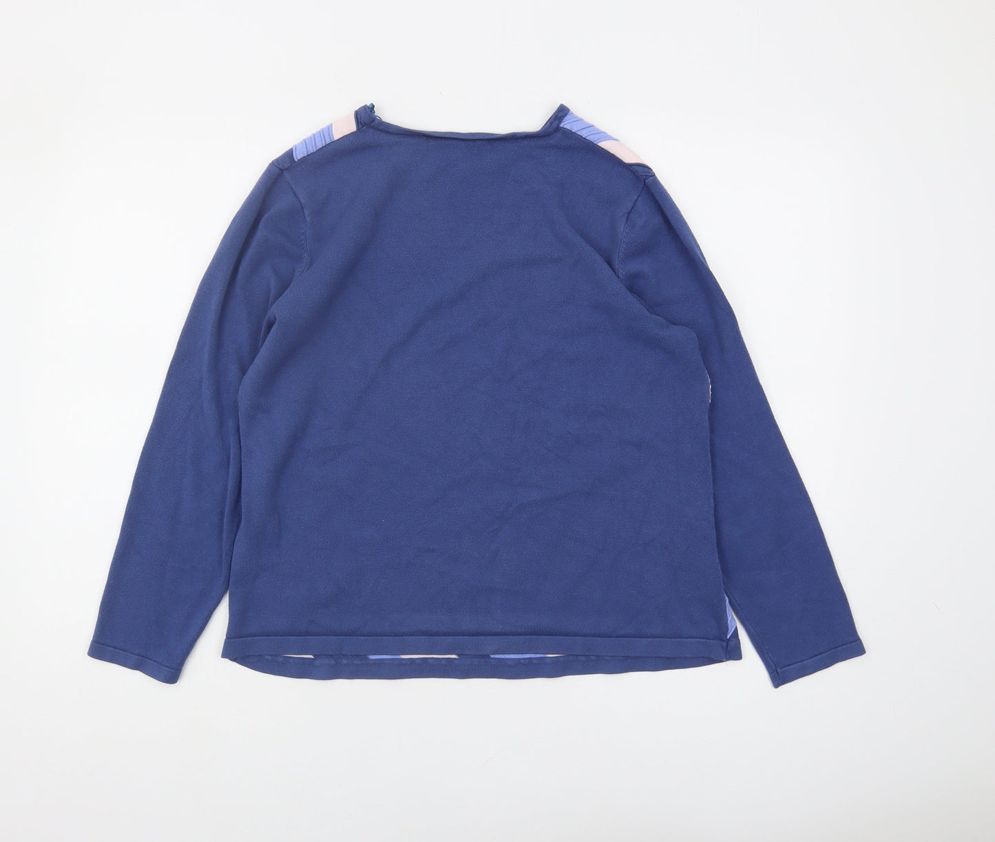 Lakeland Women's Blue Striped Wool Blend Jumper Size 14