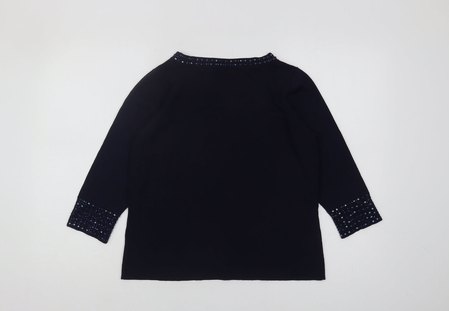Windsmoor Women's Blue Pullover M Beaded Trim Jumper