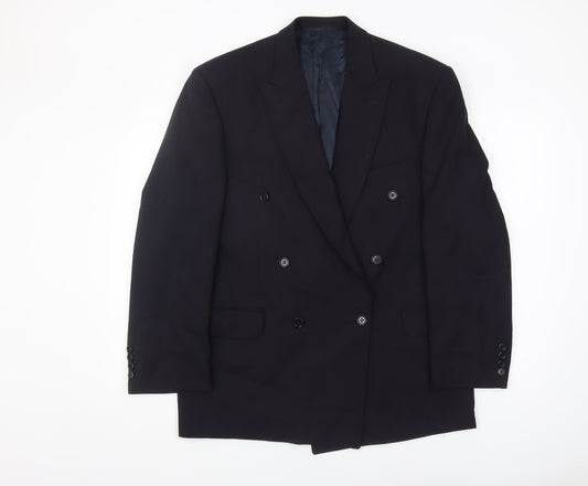 Jaeger Men's Blue Wool Double-Breasted Blazer 52S