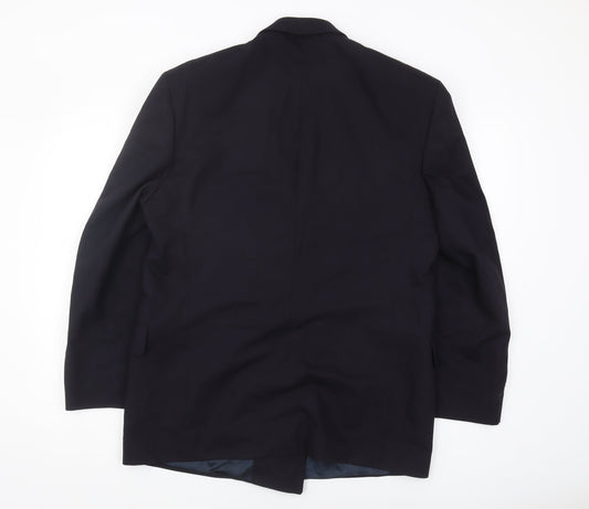 Jaeger Men's Blue Wool Double-Breasted Blazer 52S