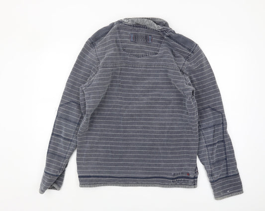 Fat Face Men's Blue Striped 1/4 Zip Hoodie, Size S