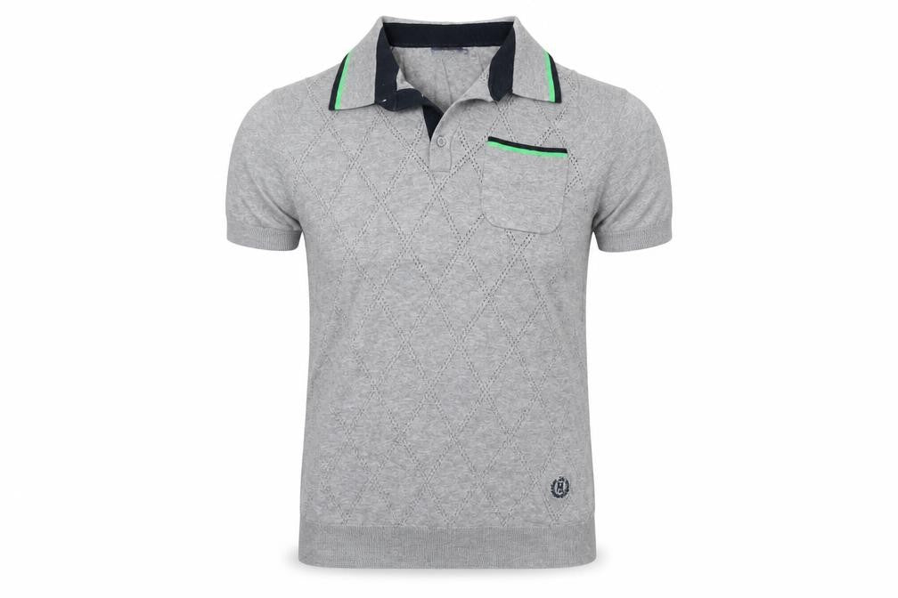 Henri Lloyd Men's Grey Polo Shirt, Size S, Argyle Pattern