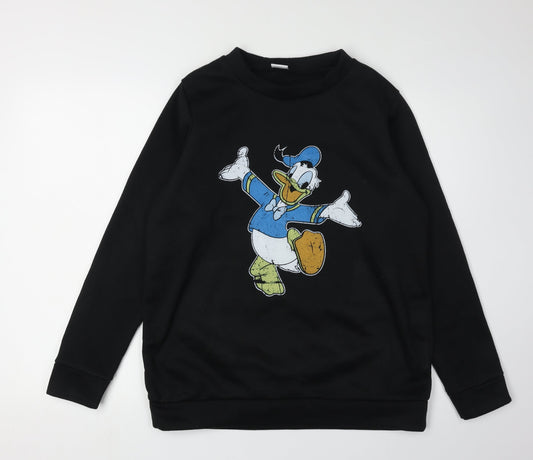 Disney Women's Black Donald Duck Sweatshirt Size 10/12