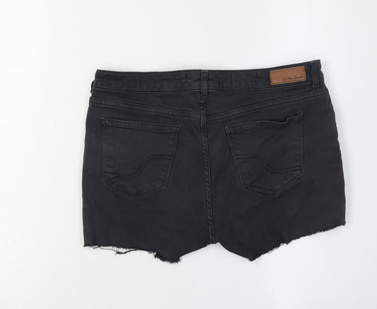 Fat Face Women's Black Cut-Off Denim Shorts Size 10