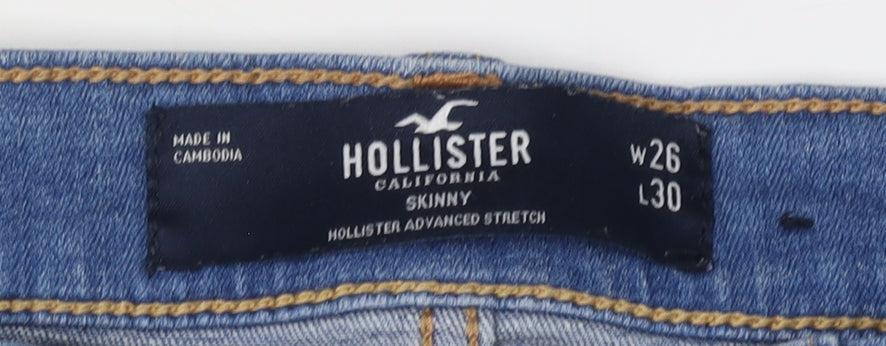 Hollister Women's Blue Skinny Distressed Jeans - Size 8