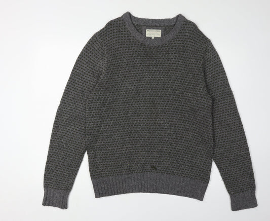 Racing Green Men's Grey Waffle Knit Pullover Jumper - M