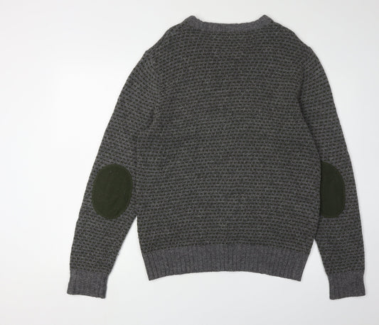 Racing Green Men's Grey Waffle Knit Pullover Jumper - M