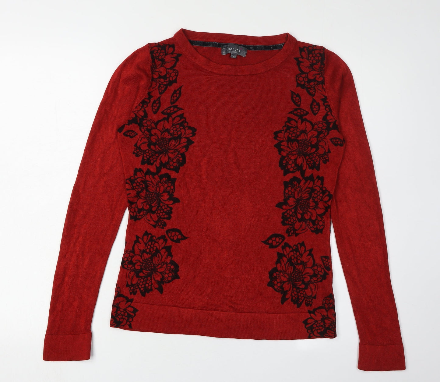 Marks and Spencer Red Floral Women's Pullover Jumper, Size 14