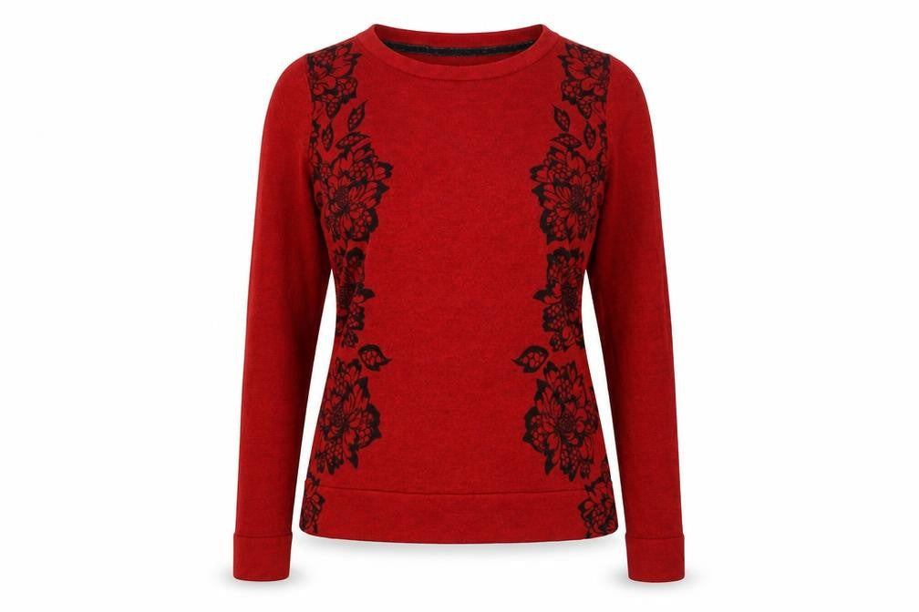 Marks and Spencer Red Floral Women's Pullover Jumper, Size 14
