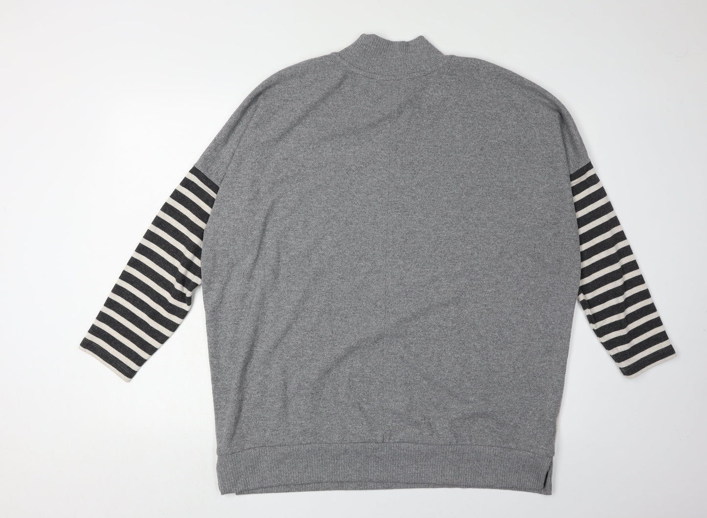 Next Women's Grey Mock Neck Striped Jumper Size L