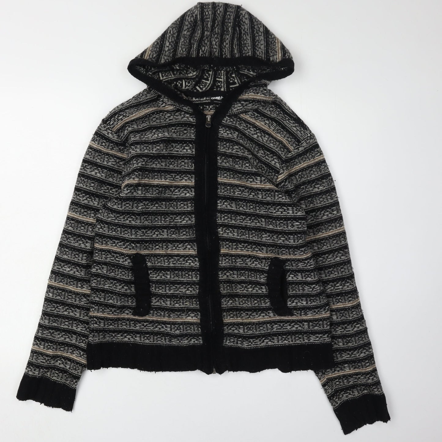 O'Neill Women's Hooded Full Zip Jumper L Black Beige