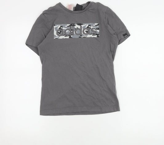 adidas Boys Grey Logo T-Shirt, M - Sporty & Casual Style